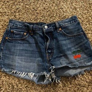 Levi’s cherry patch jean shorts